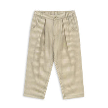 Load image into Gallery viewer, Beige and brown striped pants on a white background