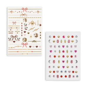 Two sheets of earrings on a white background