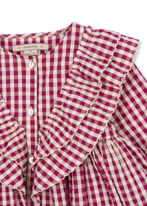 kim dress - sangria/butter check