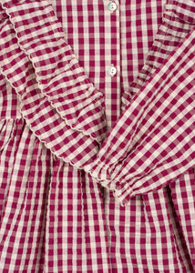 kim dress - sangria/butter check