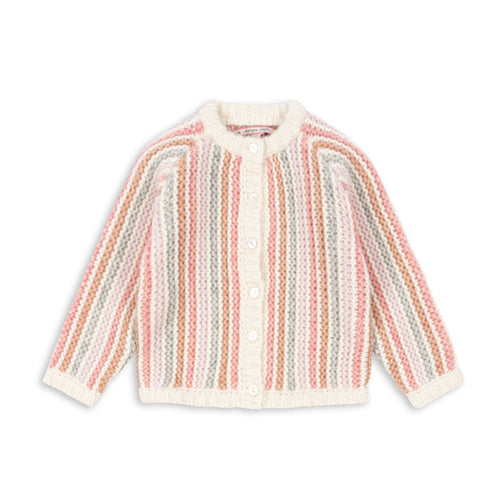 Striped cardigan with a white background