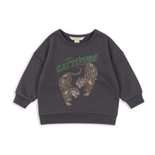將圖片載入圖庫檢視器 Dark gray sweatshirt with a bear graphic and &#39;Cattitude&#39; text on a white background