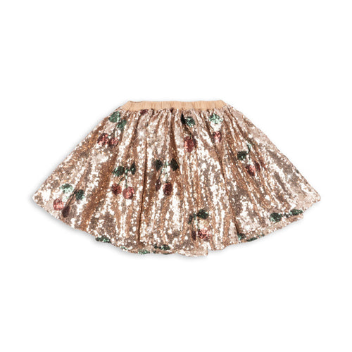 Rose gold sequin skirt on a white background