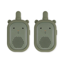 Load image into Gallery viewer, Two green animal-shaped walkie-talkies on a white background