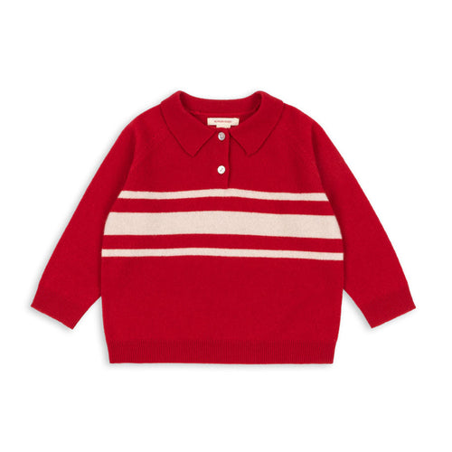 Red sweater with white stripes on a white background
