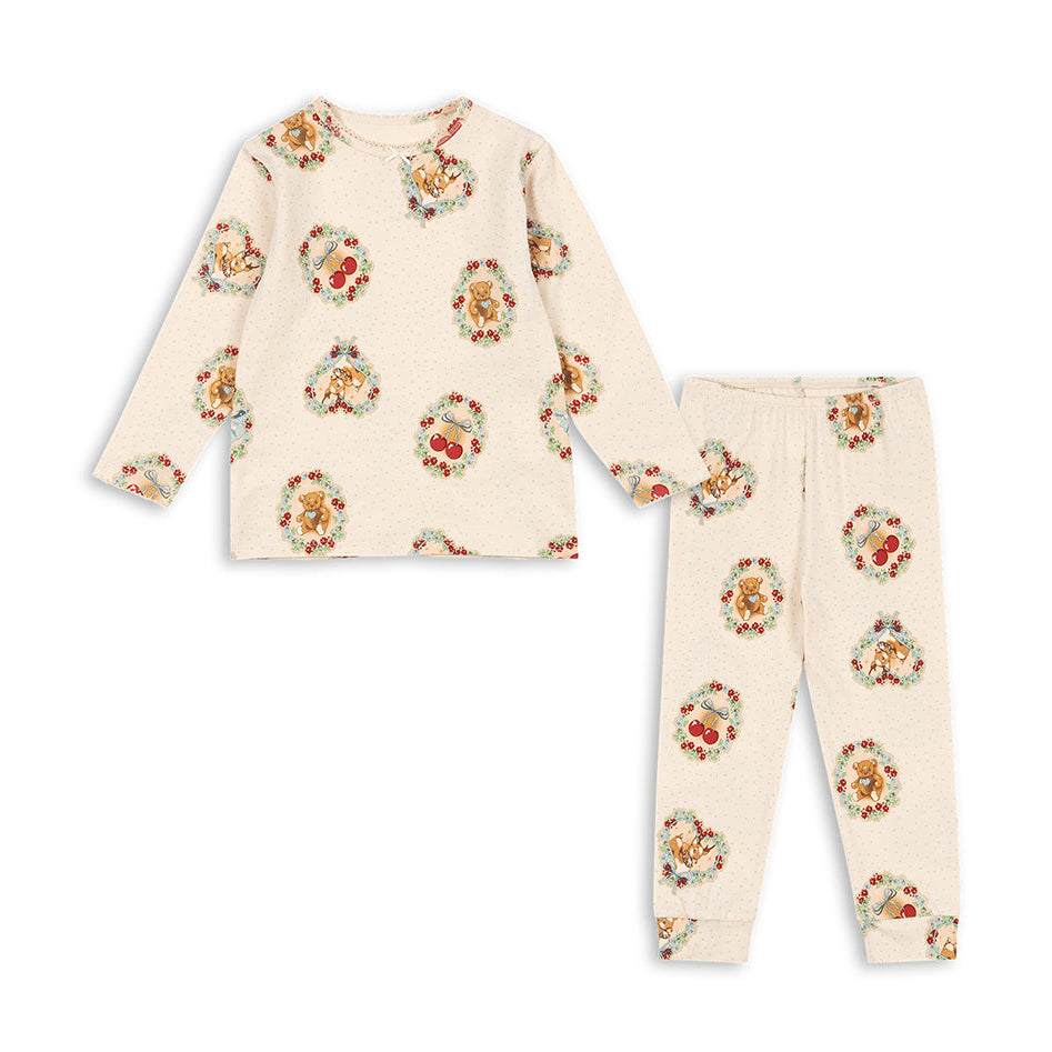 Floral pajama set on a white background