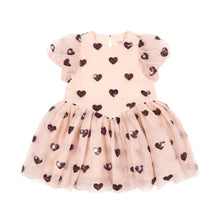 Load image into Gallery viewer, Pink dress with heart patterns on a white background