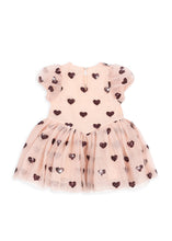 Load image into Gallery viewer, Pink dress with heart patterns on a white background
