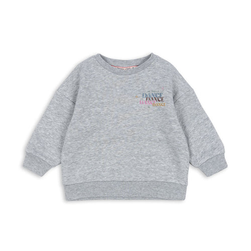Gray sweatshirt with a logo on a white background