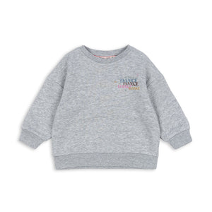 Gray sweatshirt with a logo on a white background