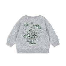 Load image into Gallery viewer, Gray sweatshirt with a graphic design on the back against a white background