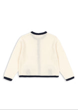 Load image into Gallery viewer, White sweater with black trim on a white background