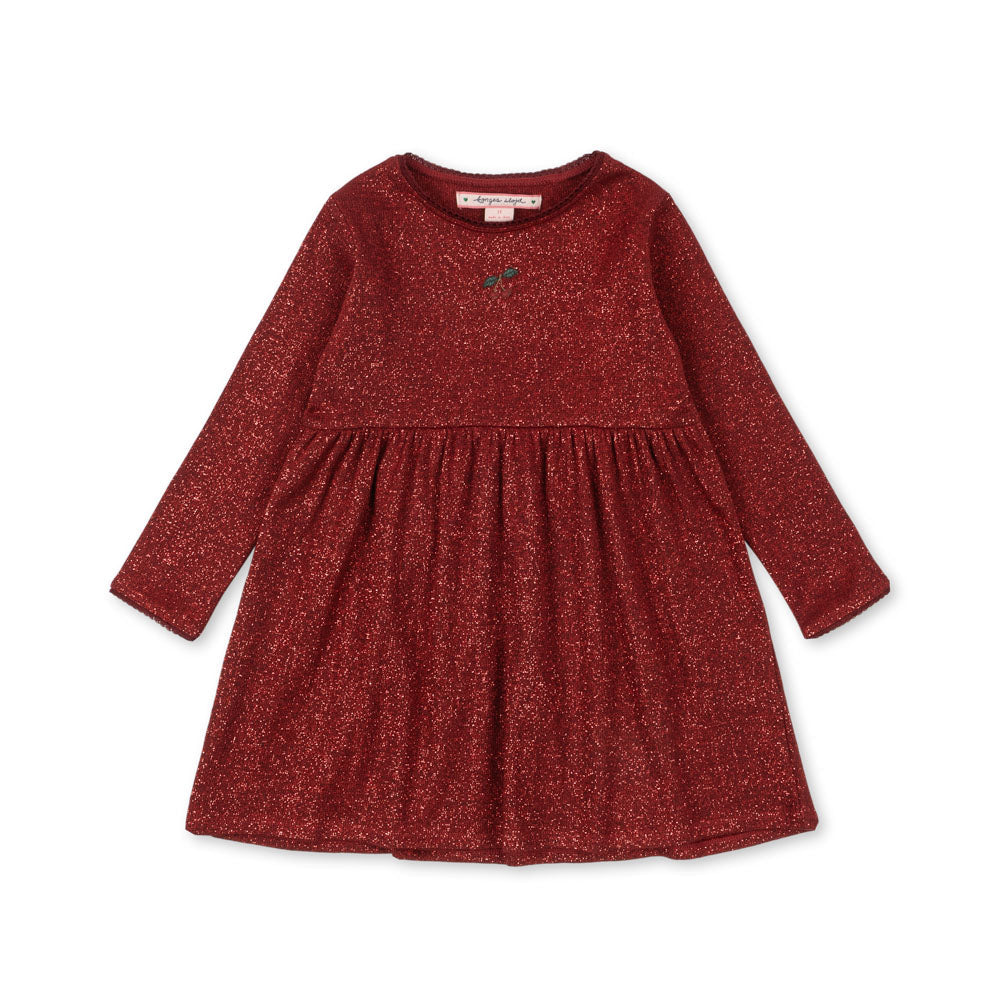 Red dress with long sleeves on a white background