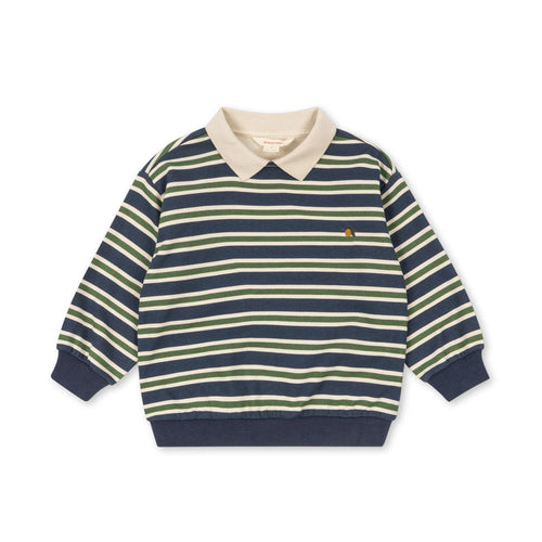 Striped sweater with a collar on a white background