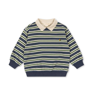 Striped sweater with a collar on a white background