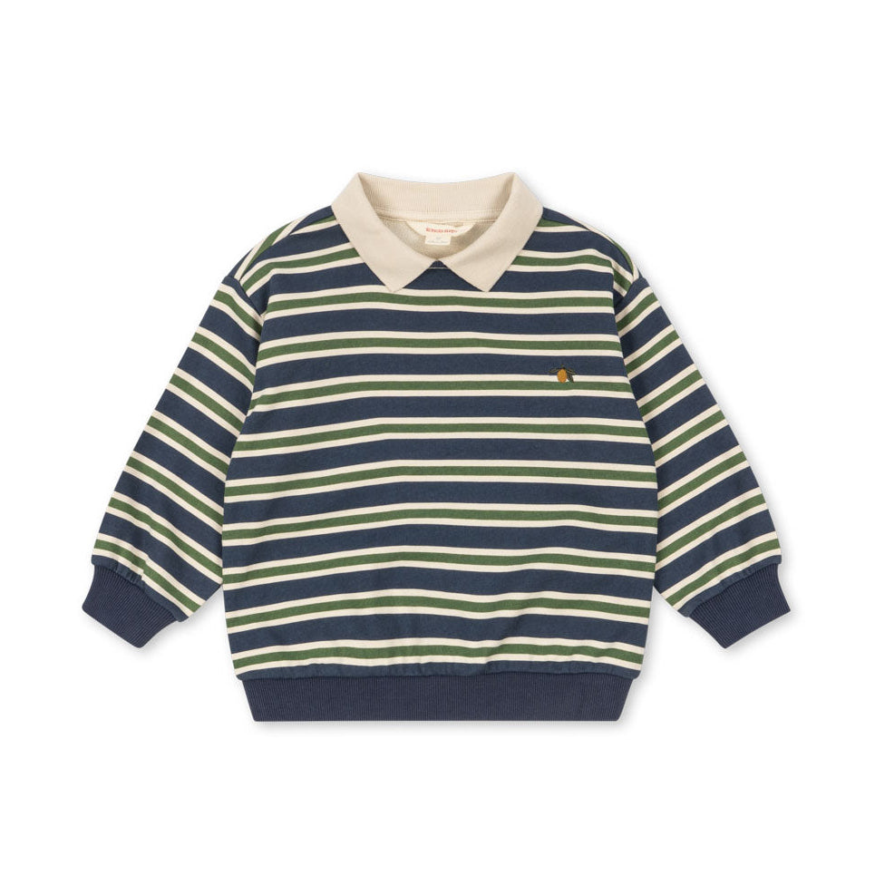 Striped sweater with a collar on a white background