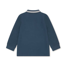 將圖片載入圖庫檢視器 Navy blue long-sleeve shirt with a striped collar on a white background
