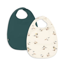 將圖片載入圖庫檢視器 Two baby bibs, one green and one with animal print, on a white background