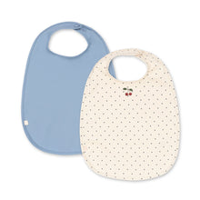 將圖片載入圖庫檢視器 Two baby bibs, one blue and one with a pattern, on a white background
