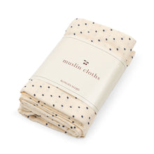 將圖片載入圖庫檢視器 Folded muslin cloth with black polka dots on a white background