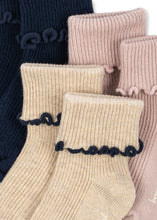 將圖片載入圖庫檢視器 3 pack rib frill socks - navy/cream/blush - LittleBae.