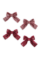 將圖片載入圖庫檢視器 Four red glittery bows on a white background