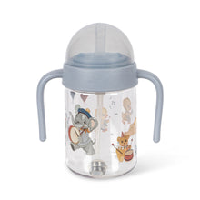 將圖片載入圖庫檢視器 Clear sippy cup with cartoon characters and gray handle on a white background