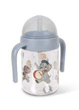 將圖片載入圖庫檢視器 Clear sippy cup with cartoon characters on a white background