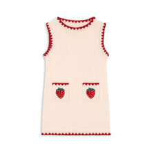 將圖片載入圖庫檢視器 Cream-colored sleeveless top with red trim and strawberry designs on a white background