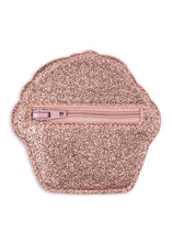 Load image into Gallery viewer, Rose gold glittery pouch with a zipper on a white background
