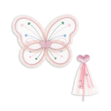 Load image into Gallery viewer, Pink butterfly fairy wand with decorative elements on a white background