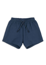 將圖片載入圖庫檢視器 Navy blue shorts with drawstring on a white background