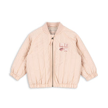 Load image into Gallery viewer, Pink puffer jacket with a brand logo on a white background