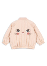Load image into Gallery viewer, Pink children's jacket with a cat face design on a white background