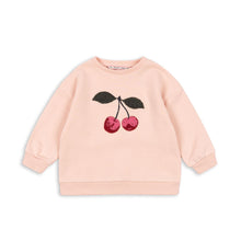 Load image into Gallery viewer, Pink sweatshirt with cherry design on a white background