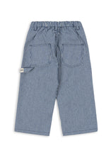 Load image into Gallery viewer, Blue and white striped pants on a white background