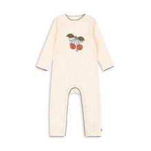 將圖片載入圖庫檢視器 Beige baby onesie with cherry design on a white background