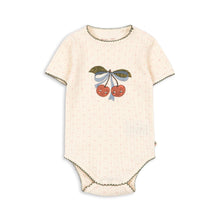 將圖片載入圖庫檢視器 Baby onesie with cherry design on a white background