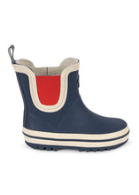 將圖片載入圖庫檢視器 Navy rain boot with red interior on a white background