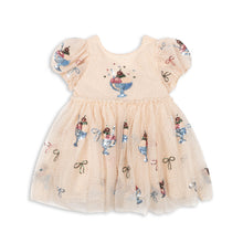 將圖片載入圖庫檢視器 Beige dress with floral and bow patterns on a white background