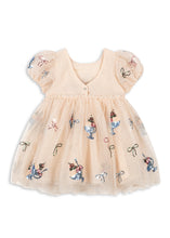 將圖片載入圖庫檢視器 Beige dress with colorful embroidery on a white background