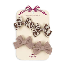 Load image into Gallery viewer, 4 pack bow hair clip - leo/rose