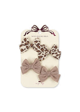 Load image into Gallery viewer, 4 pack bow hair clip - leo/rose