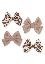 Load image into Gallery viewer, 4 pack bow hair clip - leo/rose