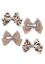 Load image into Gallery viewer, 4 pack bow hair clip - leo/rose