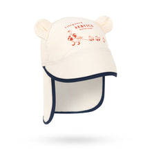 將圖片載入圖庫檢視器 Baby hat with bear ears and navy trim on a white background