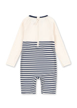 將圖片載入圖庫檢視器 Baby romper with white and blue stripes on a white background