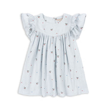 Load image into Gallery viewer, White baby dress with small patterns on a white background