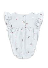Load image into Gallery viewer, Baby romper with ruffled sleeves on a white background