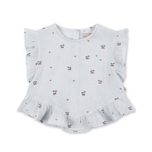 將圖片載入圖庫檢視器 Baby blouse with ruffled sleeves and bottom on a white background